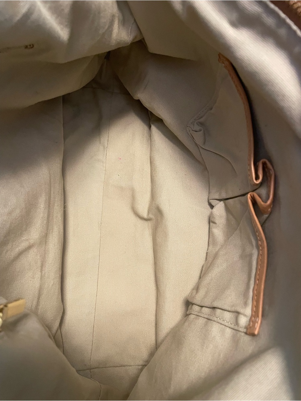 Tory Burch Turquoise and White Striped Canvas Tote with Tan Leather Trim - Picture 5 of 12